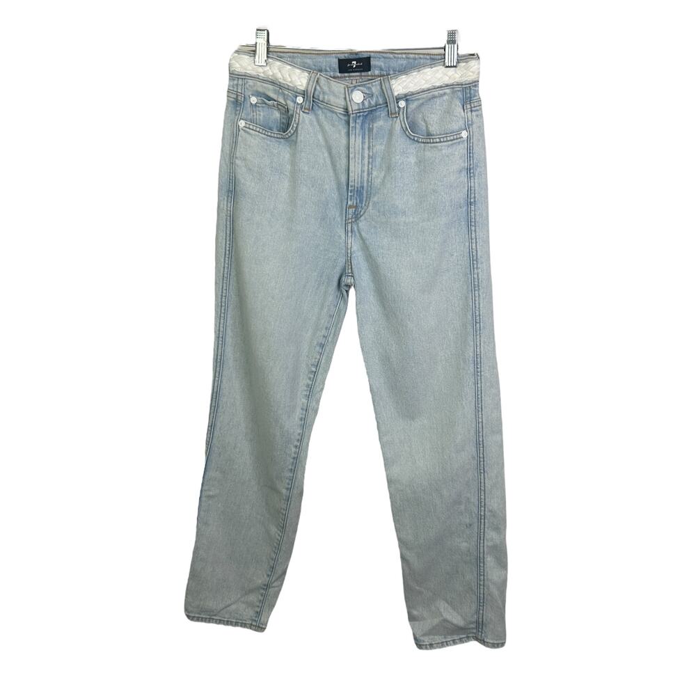 7‎ For All Mankind Women's Sz 28 Jeans Light Wash Straight Leg Woven Waistband
